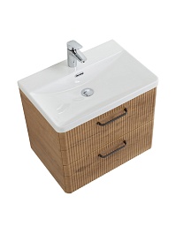 BelBagno Тумба с раковиной Due 60 подвесная Rovere Nature ручки Матовый тёмный никель – фотография-6